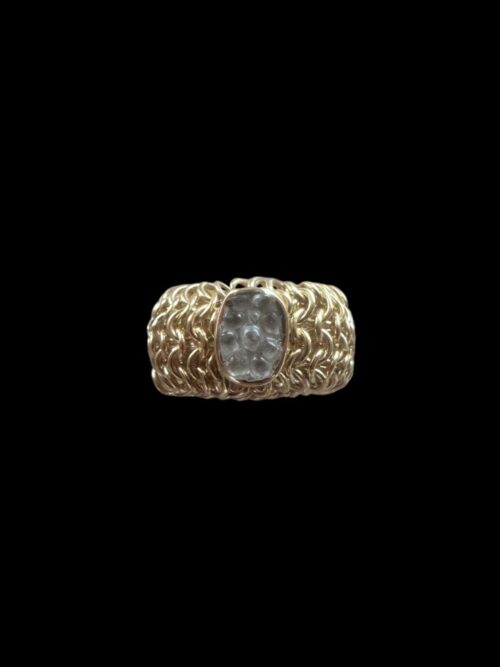 Alternative view of Gold-Plated Raw Diamond Chainmail Ring