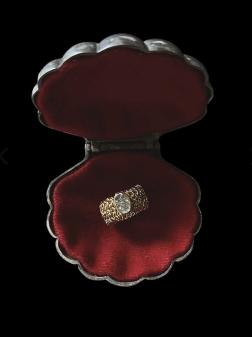 Gold-Plated Raw Diamond Chainmail Ring