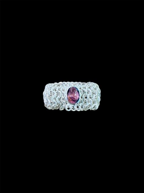 Pink Tourmaline Chainmail Ring