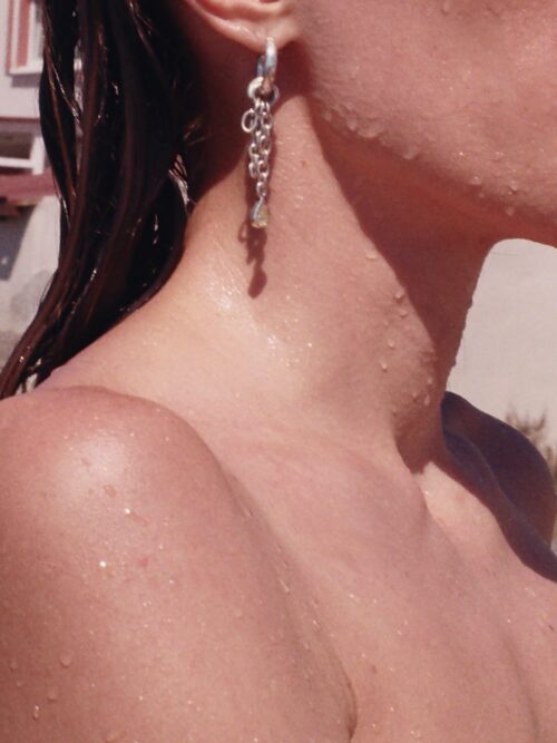 Alternative view of Chain Drop Hoop Earring