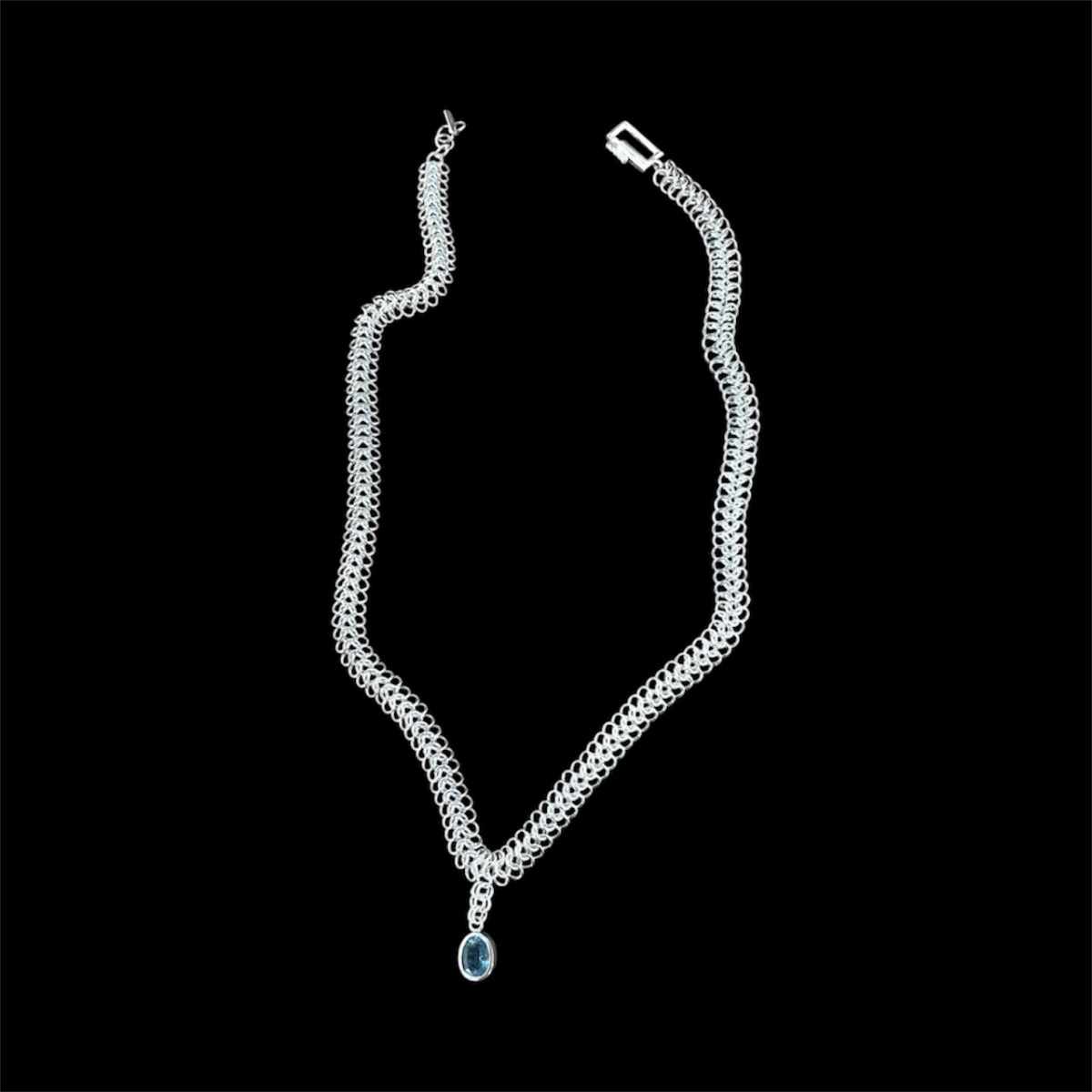 Aquamarine Woven Chain Necklace