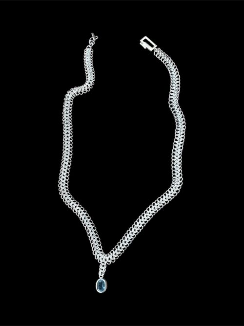 Aquamarine Woven Chain Necklace