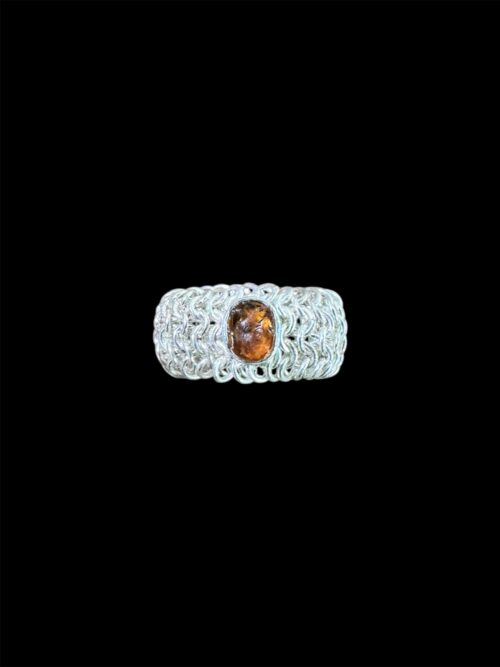 Orange Tourmaline Chainmail Ring