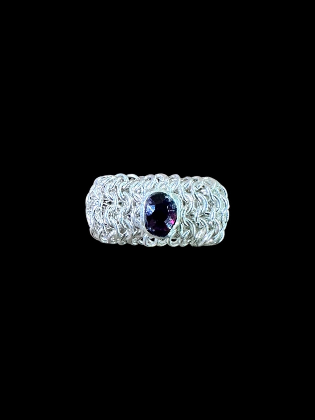 Burgundy Garnet Chainmail Ring