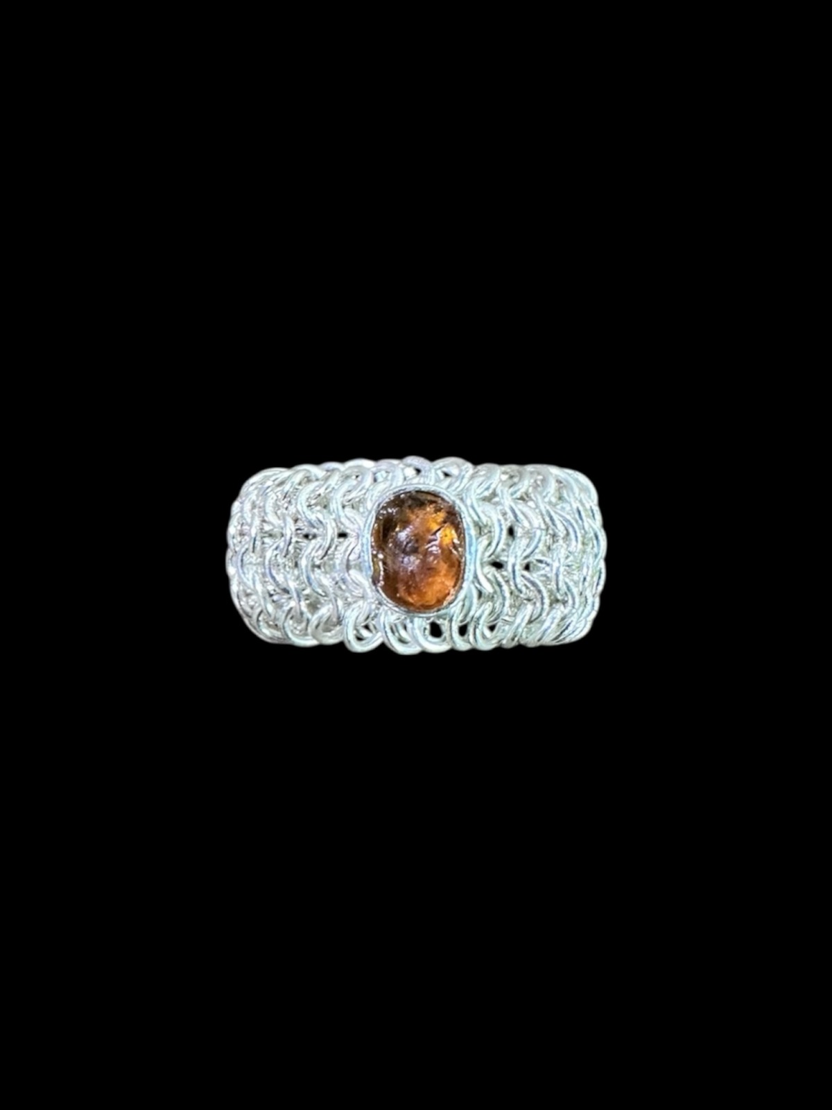 Orange Tourmaline Chainmail Ring
